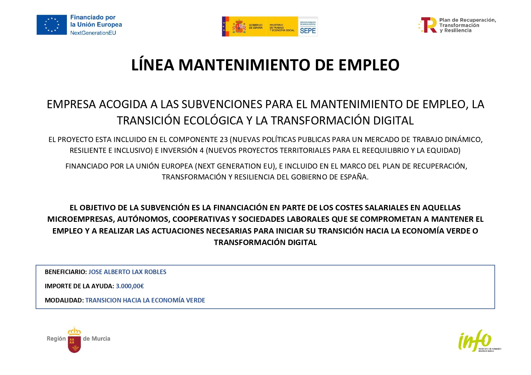 LÍNEA MANTENIMIENTO DE EMPLEO